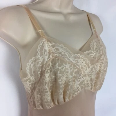 Vintage 1960s Henson Kickernick Size 32 Nylon Lace Chiffon Bodice Slip Dress - Image 1 of 4