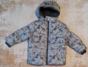 New Swiss Tech Dinosaur Puffer Jacket Toddler Various Sizes Gray - Picture 1 of 7