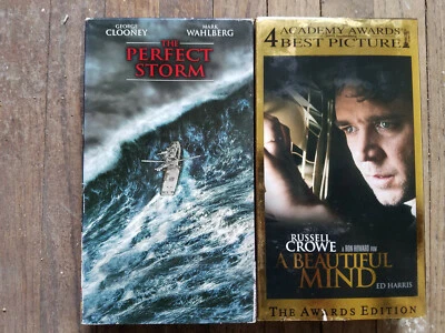 PERFECT STORM + A BEAUTIFUL MIND VHS GEORGE CLOONEY MARK WAHLBERG - Image 1 of 2
