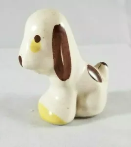 Vintage Keramik Hund Figur / winzig / braun & weiß - Bild 1 von 6