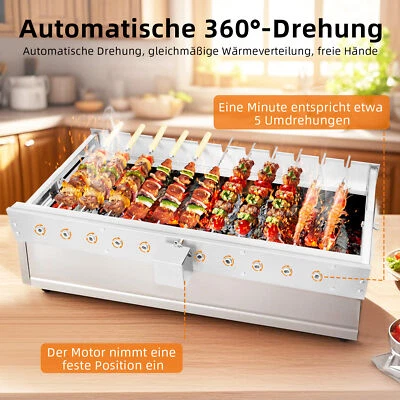 WOWSPEED Girarrosto Schaschlik griglia per 11 spiedini con motore Mangal sesamo 60 cm