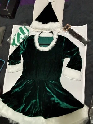 4 Pcs Santa Claus Costume Velvet Dress Women Christmas Suit - Image 1 of 3