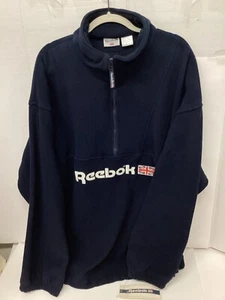 Reebok Fleecepullover Herren Half-Zip Jacke Navy "Vintage" Nie Getragen Neu mit Etikett - Bild 1 von 7