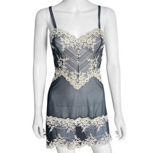 Y2K 2000s Black Lace Lingerie Slip Sz S/M - Picture 1 of 3