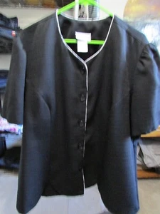 Elisabeth Womens Black Polyester Button-Up S/S Tunic Top Plus Size 24W EUC - Picture 1 of 7