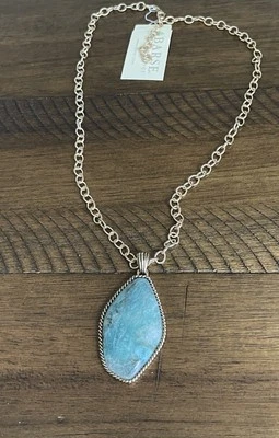 "Collar de cadena colgante de amazonita genuina de bronce barse 24""" Foto 1 de 4