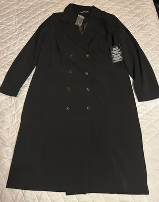 Jessica London Midi  Double Breasted Dress Women's sz 16W Black  Long Sleeve NWT - Image 1 of 4