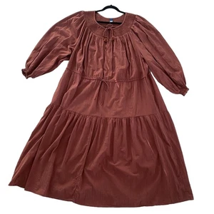 Old Navy 4X Plus Waist Defined Crinkle Textured Long Sleeve Midi Dress Smocked - Picture 1 of 16