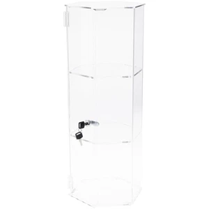 Plymor Clear Acrylic Hexagonal Locking Case, 2 Shelves, 24" H x 9.5" W x 8.25" D - Picture 1 of 1