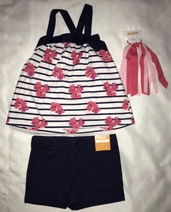 Gymboree Girls Size 5 Floral Tank Top Shorts Ponytail Holder Pink Navy New - Picture 1 of 8