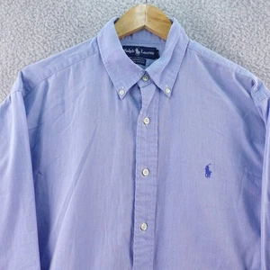 Ralph Lauren Yarmouth Button Down Shirt Blue Logo Oxford Classic Fit Men 16x35 - Picture 1 of 7