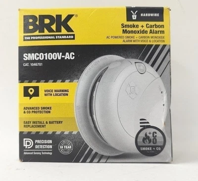 First Alert BRK SMCO100V-AC Interconnect Hardwired Combination Smoke & CO Alarm - Image 1 of 2