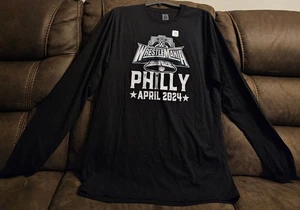 WWE WrestleMania 40 Philadelphia Black Long Sleeve Shirt Size XL Liberty Bell - Picture 1 of 12
