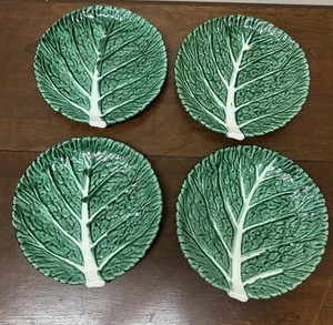 Vintage Round Green Cabbage Leaf Salad Bread Plates 8.5” Set of 4 - Picture 1 of 9