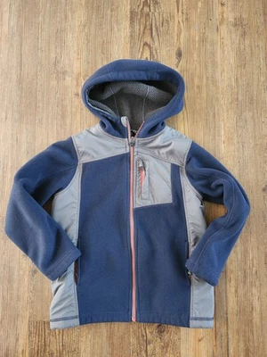 Chaqueta polar con capucha y cremallera azul forrada de piel sintética forrada Lands’ End talla 7 para niños en muy buen estado Foto 1 de 4