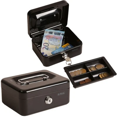 Herlitz Geldkassette abschließbar 2x Schlüssel Hartgeldeinsatz Geldkasse Geldbox - Bild 1 von 4