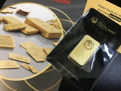 Goldbarren 999 - Perth Mint Känguru - mit Seriennummer Neu, 20 Gramm. - Bild 1 von 2