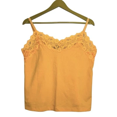 Camiseta sin mangas Babydoll vintage con ribete de encaje talla 14/16 naranja preppy hada caprichosa Y2K Foto 1 de 4