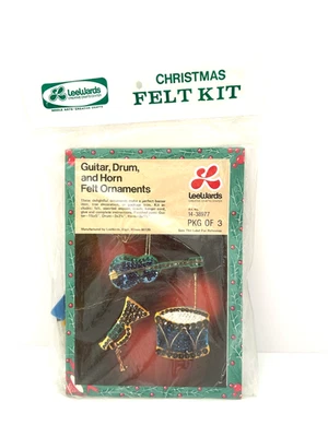 Vintage LeeWards Felt Ornament Kit Guitar, Drum and Horn NOS 14-38977 Rare! - Image 1 of 4
