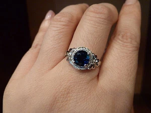 925 Sterling silver CZ Size 6 Ring (Sapphire) Womens fashion Jewellery NWT - Picture 1 of 6