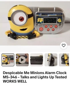 Minions Despicable Me Alarm Clock Timed Light Snooze Alarm Talking Sounds Works - Picture 1 of 8