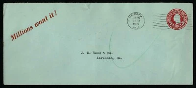 US 1916 #U432 - 2c - #10 Stamped Envelope Advertising Cover Used - Image 1 of 2