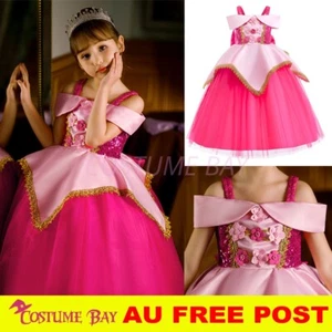 Girls Princess Aurora Sleeping Beauty Dress Costume Cosplay Book Week Halloween - Picture 1 of 23