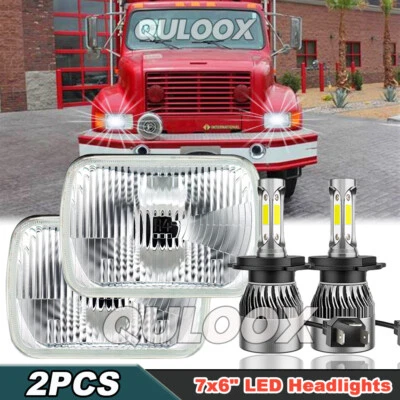 2pcs 7"X6" LED Headlights For Freightliner FL106 FL112 FL60 International IHC Foto 1 de 4