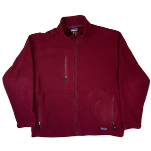 Patagonia Synchilla Burgundy Red Full Zip Fleece Jacket Men's Size Large L - Imagen 1 de 24