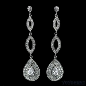 3 CT Pear Cut Moissanite Drop/Dangle Earrings Solid 14K White Gold Gift For Her - Imagen 1 de 9
