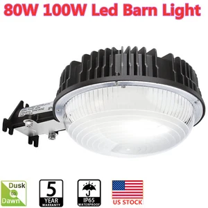 80W 100W Led Barn Light 5000K Daylight Dusk to Dawn Photocell Outdoor Lighting - Picture 1 of 30