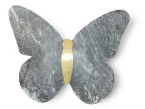 Marble Butterfly 12” Cutting Board Trivet Gray/Gold Natural Stone Elegant Decor - Picture 1 of 1