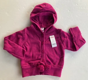 NWT Gymboree 5 5T Dots of Fun Magenta Hoodie Pom Pom Cardigan Sweater - Picture 1 of 1