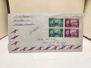 1945 Sept Airmail 1 & 3 cent Franklin D. Roosevelt Stamps Envelope - Picture 1 of 7