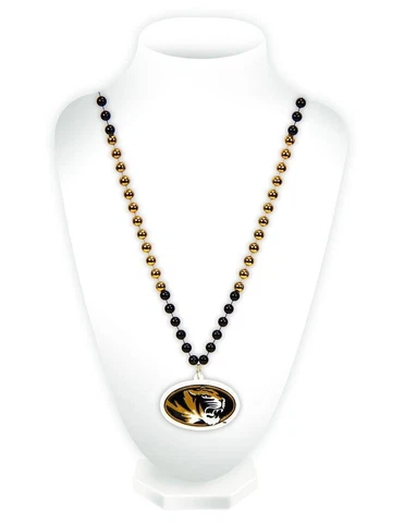 Missouri Tigers Mardi Gras Beads with Medallion Necklace [NEW] NCAA Jewelery Cover