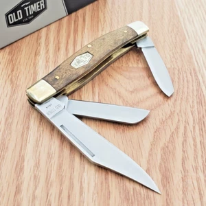 Schrade Old Timer Stockman Pocket Knife Stainless Steel Blades Ironwood Handle - Picture 1 of 11