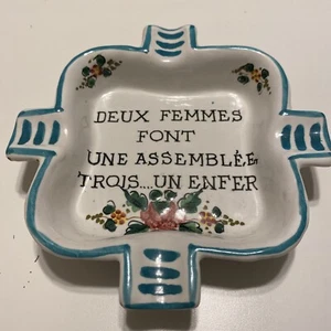 Beautiful Vintage Deruta Italy Ashtray “Two Woman Make A Assembly Three-EUC - Picture 1 of 12