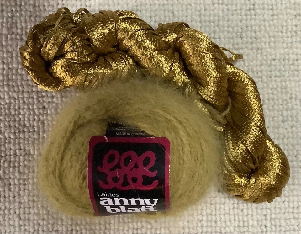 Anny Blatt Raro Angora Francesa "Absinto" e Hilo de Cinta de Nylon Teñido a Mano Foto 1 de 1