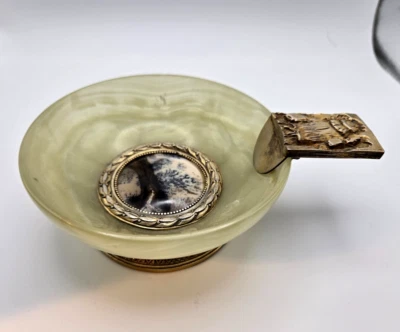 Antiguo Khlebnikov. Cuenco de ágata plateado dorado, bovenita y musgo. Foto 1 de 4