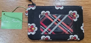 NWT Vera Bradley Zip ID Case Pirouette  Black with Floral Design 3 1/4 X 5 inch - Picture 1 of 5