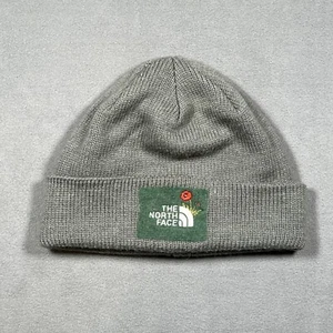 The North Face Unisex OSFA Patch Floral Knit Acrylic Hat Beanie Gray Green - Picture 1 of 6