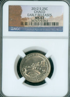 2012 S CHACO CULTURE PARKS QUARTER NGC MS67 ER 2nd FINEST REGISTRY * - Image 1 of 2