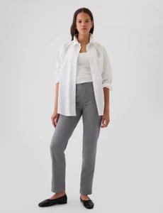 Pantalones para mujer Gap gris centro caqui tiro alto elástico mezcla de algodón talla 2/26 - Imagen 1 de 7