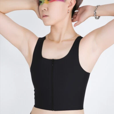 Women Zip Seamless Chest Breast Binder Lesbian Tomboy FTM Bra Vest Tank Top - Image 1 of 4