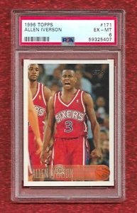 1996 TOPPS #171 ALLEN IVERSON PSA 6 EX-MINT ROOKIE RC HOF PHILADELPHIA 76ERS - Picture 1 of 1