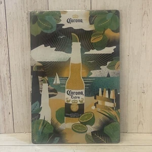 Corona Extra Tin Sign Metal Bar Sign Beer Bar Art Decor Beech Sailing Ocean View - Picture 1 of 1