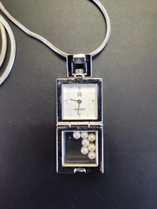 Mikimoto 7 schwebende kleine Perlen Anhänger/Uhr Sterlingsilber an 30" 925 Kette - Bild 1 von 10