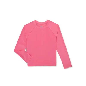 Wonder Nation Girl's Long Sleeve Rashguard Swim Top, Pink Melon Size XXL (18) - Picture 1 of 4