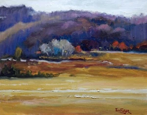 ladera acres montañas rurales impresionismo realista pintura al óleo paisaje - Imagen 1 de 5