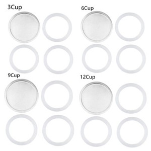 3/6/9/12 Cup Silica Gel Gasket+Steel Filter Mesh for Moka Pot Coffee Bottle Case